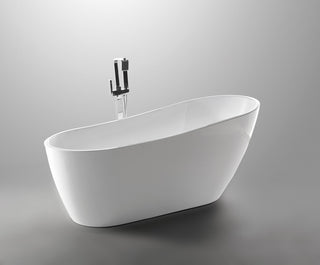 Vanity Art Freestanding Acrylic Soaking Bathtub, White/Integrated Overflow, 67"