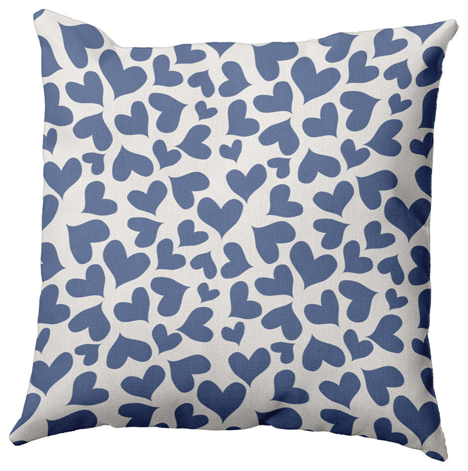 20" x 20" Patterned Hearts Valentine's Day Decorative Indoor Pillow, Cadet Blue