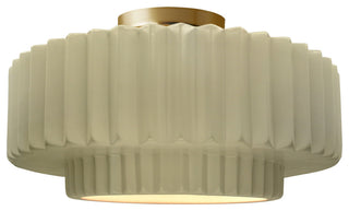 Radiance Medium Tier Pleated Semi-Flush, Vanilla Gloss Frame, Brushed Brass, LED