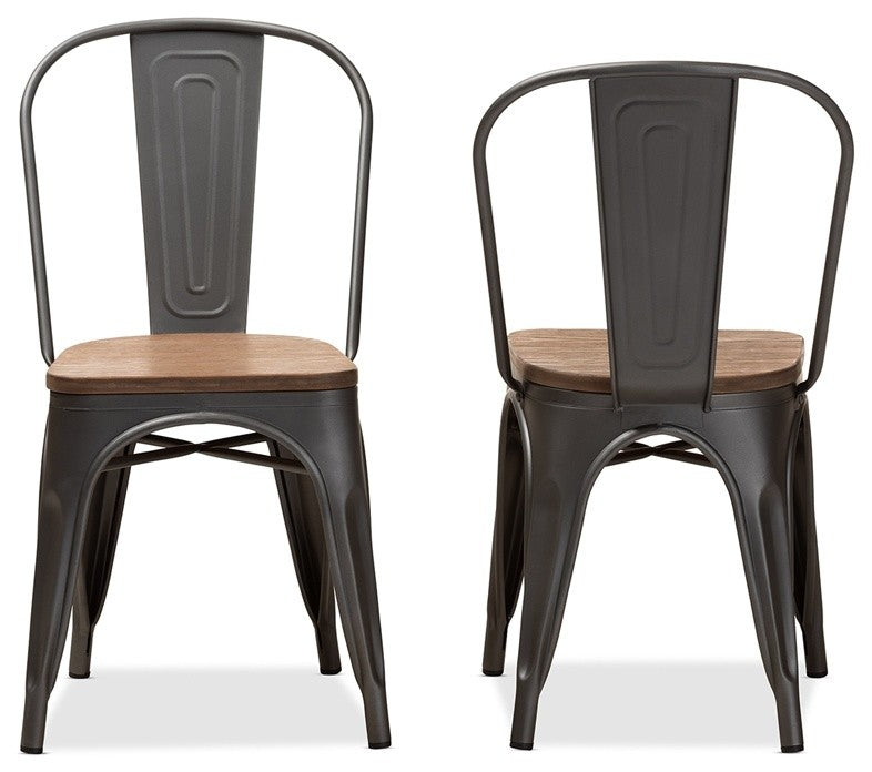 Vintage Rustic Industrial Style Tolix-Inspired Bamboo Dining Chair Set -2