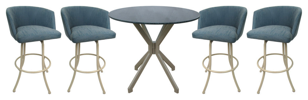 Swivel Counter Metal Pub Set - Joey Stools 26" or 30", Topaz - Beige, 26", Crackle