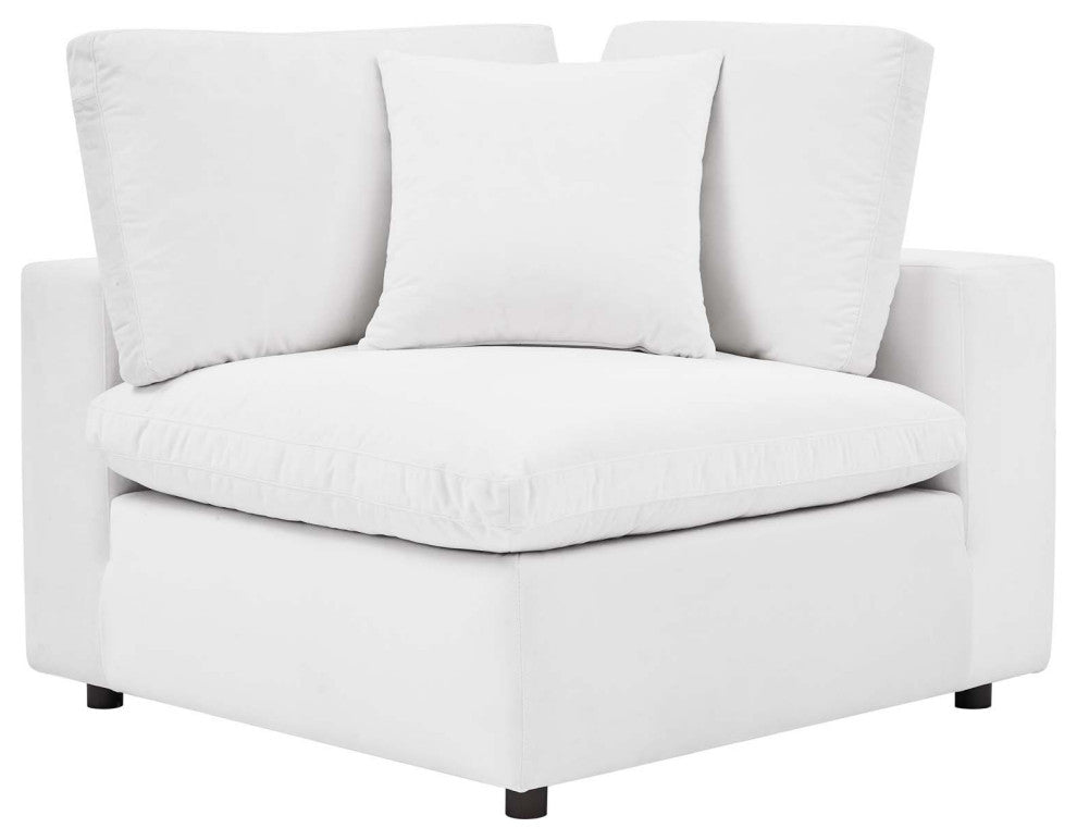 Commix Down Filled Overstuffed Performance Velvet 5-Piece Sectional Sofa White