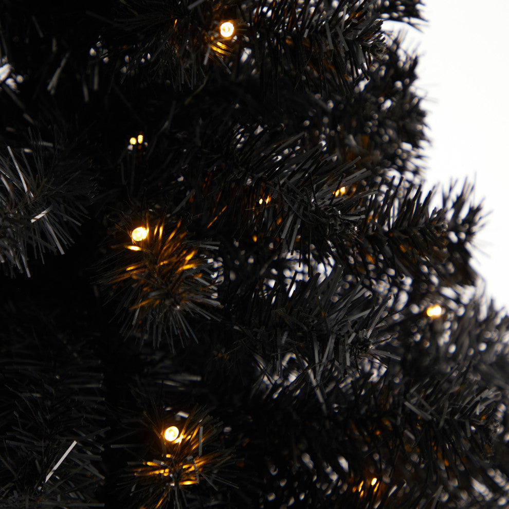 3' Black Artificial Christmas Tree With 50 LED Lights and 118 Bendable Branches