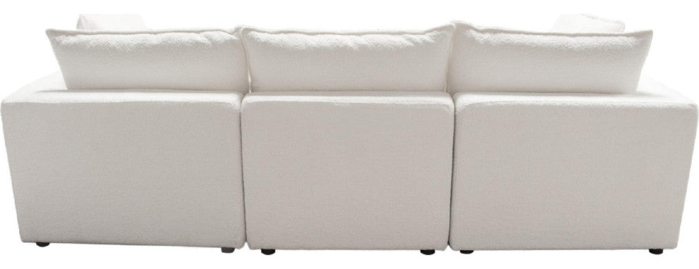 Ivy 3-Piece Modular Sofa in White Faux Shearling by Diamond Sofa