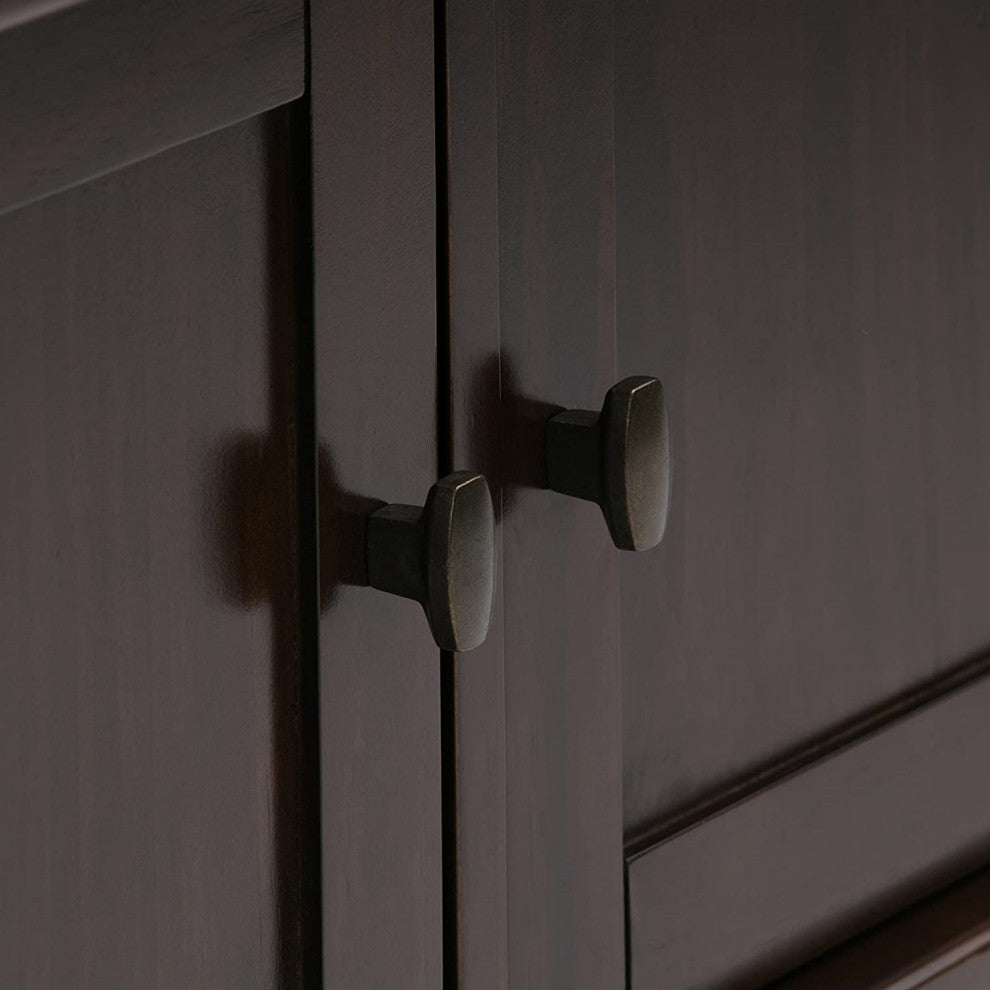 Rustic Storage Bench, Shaker Style Doors & Brushed Nickel Knobs, Tobacco Brown