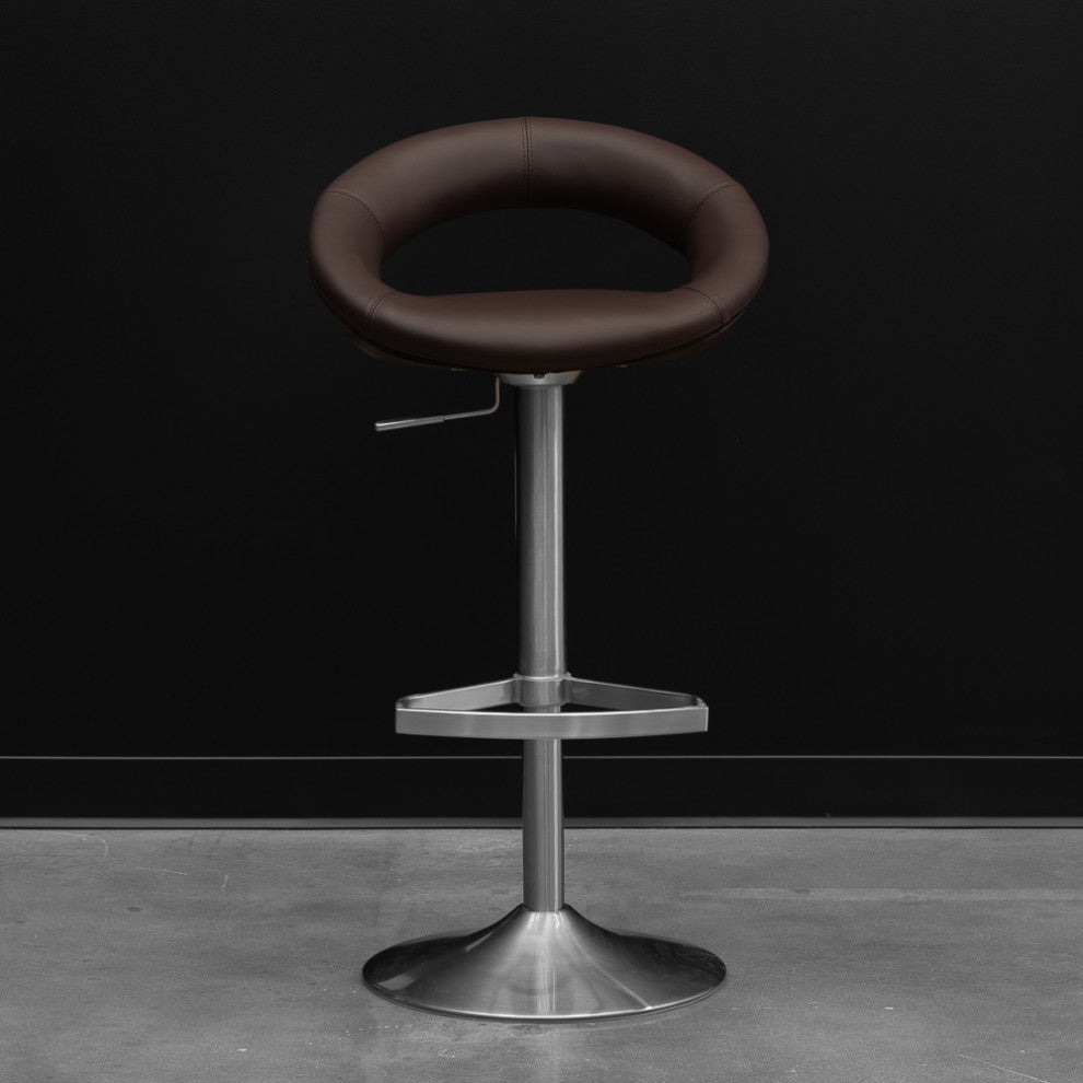 Crescent Swivel Armless Barstool, Brown