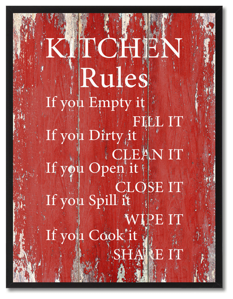 Kitchen Rules Inspirational, Canvas, Picture Frame, 28"X37"
