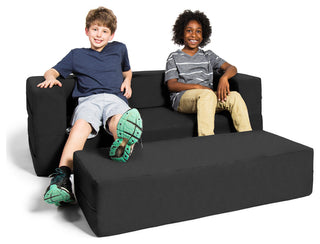 Zipline Big Kids Modular Sofa and Ottoman, Black