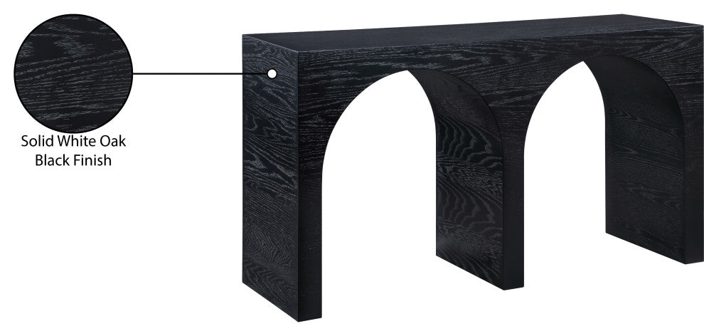 June Black Oak Console Table, Black, 54" W X 18" D X 30" H