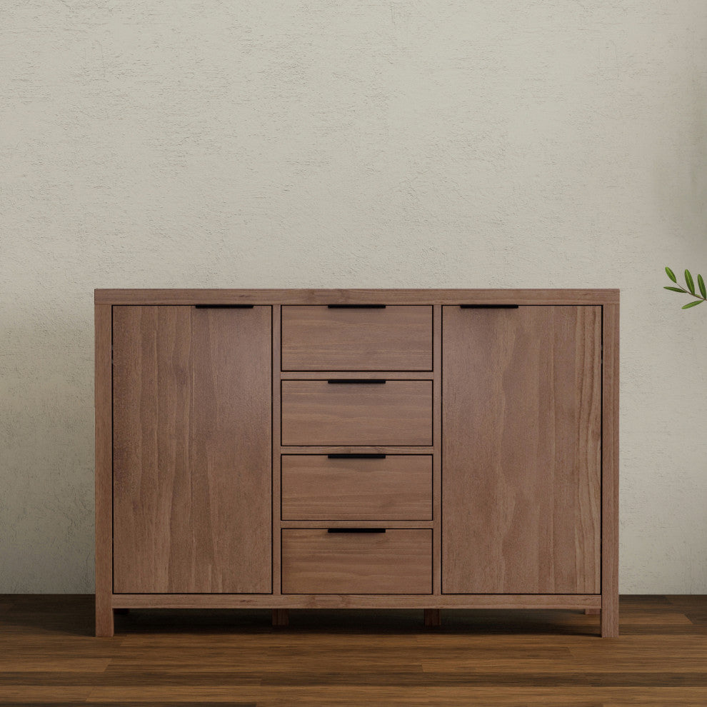 Hollander Solid WOOD Sideboard Buffet, Medium Saddle Brown
