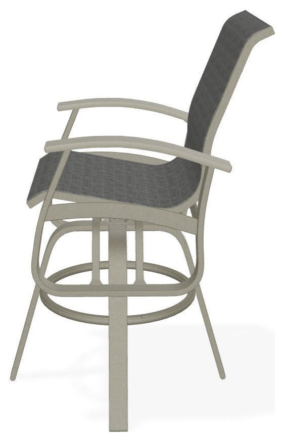Belle Isle Sling Bar Height Outdoor Swivel Armchair, Anchor/Storm