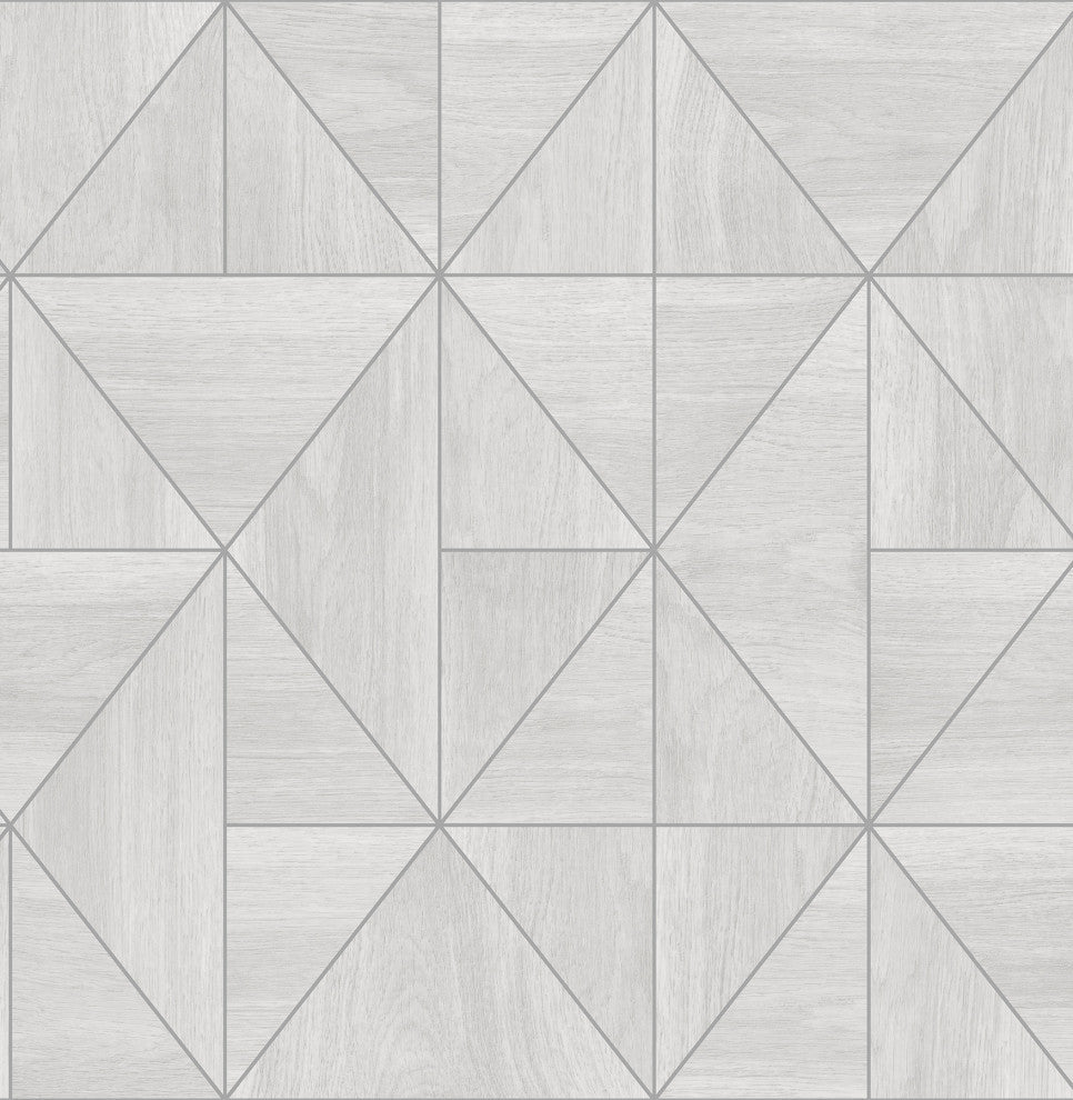 Cheverny Light Grey Geometric Wood Wallpaper Bolt