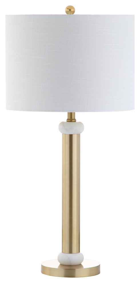 Gregory Metal and Marble LED Table Lamp, Gold and White, 27"