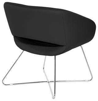 Lounge Chair, Black Faux Leather With Chrome Base