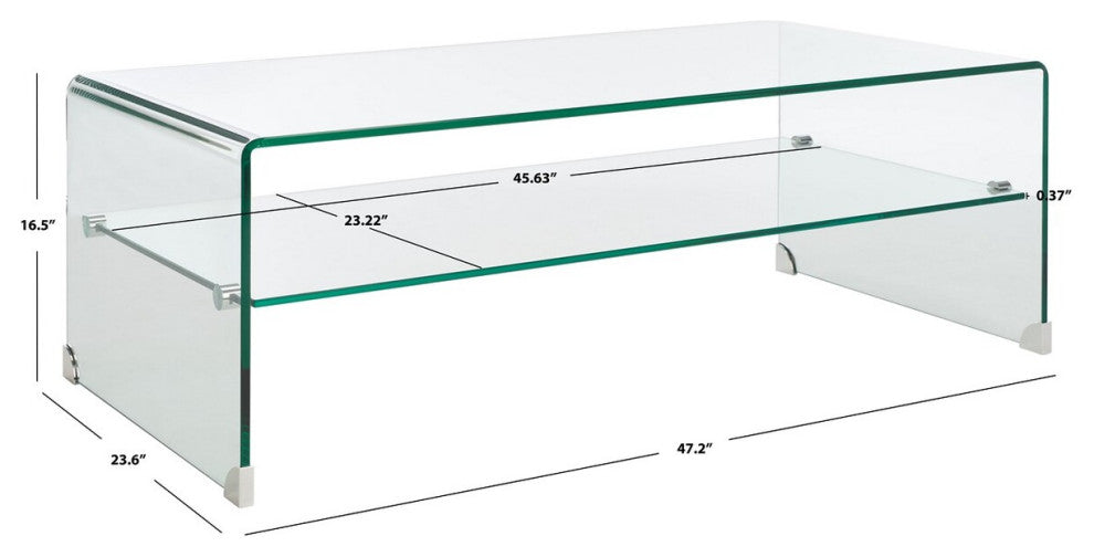 Safavieh Brioni Temp Glass Coffee Table, Clear