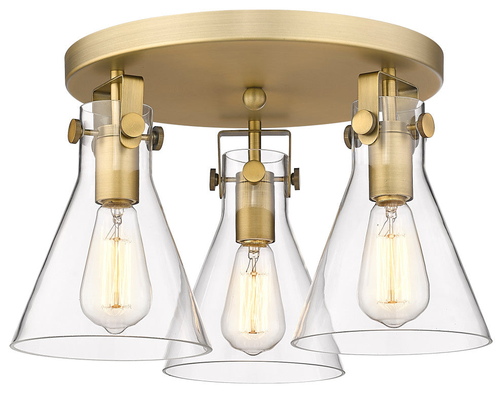 Innovations Newton Cone 3 18" Flush Mount Brushed Brass