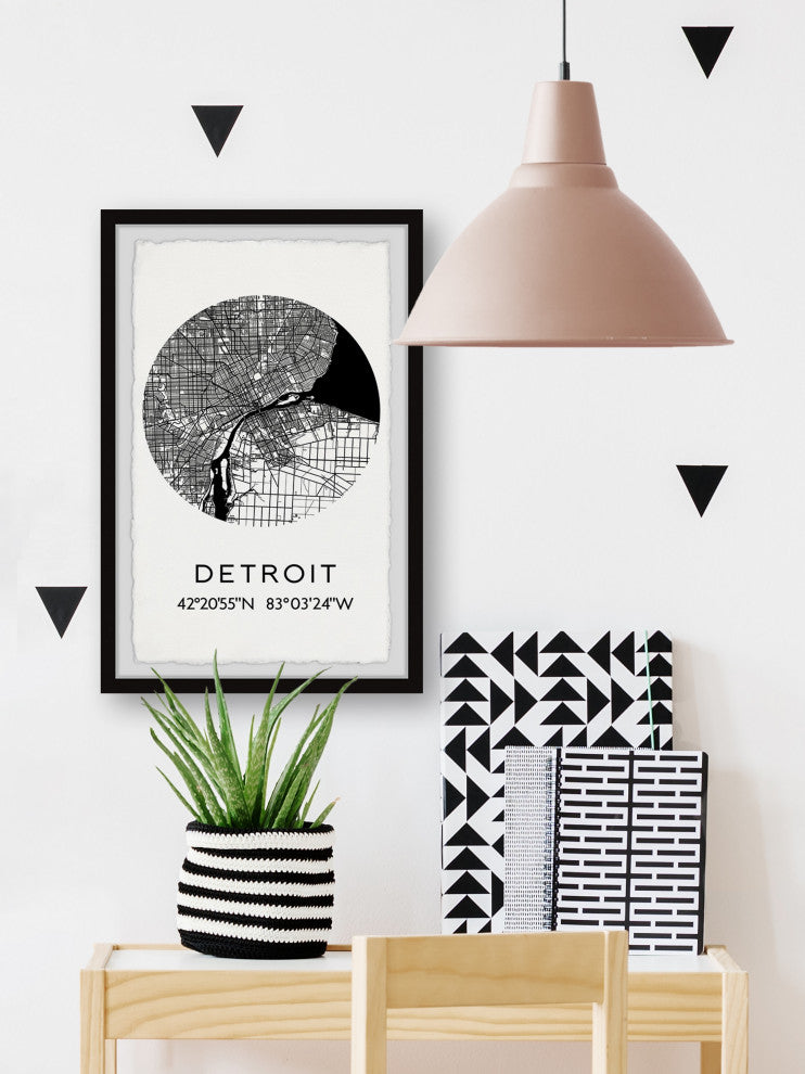 "Detroit Coordinates" Framed Painting Print, 16x24