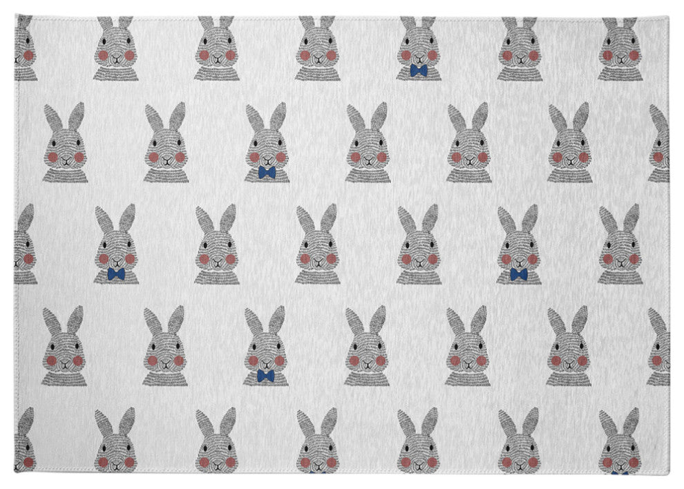 Bunny Fluffle Easter Chenille Rug, Dark Cobalt Blue, 5'x7'