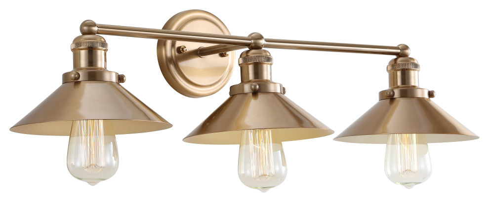 June Metal Shade Sconce, Brass Gold, 3-Light