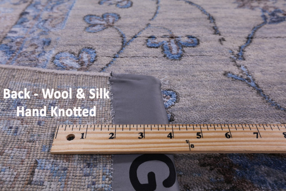 9' 1" X 12' 1" Wool and Silk Persian Hand Knotted Rug Q6215