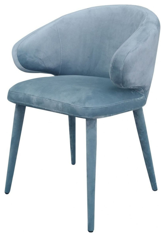 Blue Gray Fabric Wrapped Dining Chair