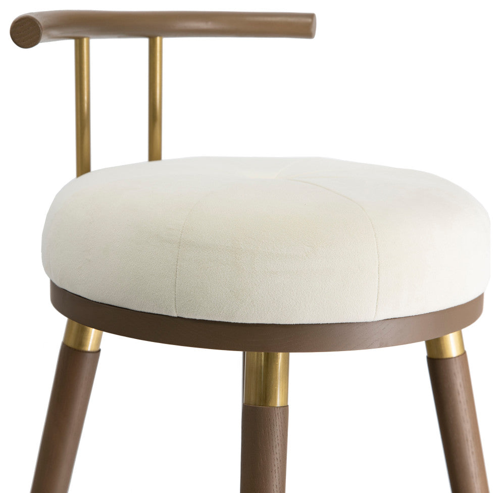 Juniper Upholstered Stools, Cream, Brown, Barstool