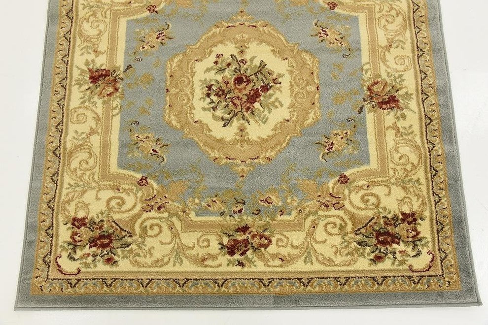 Unique Loom Light Blue Henry Versailles 4' 0 x 4' 0 Square Rug