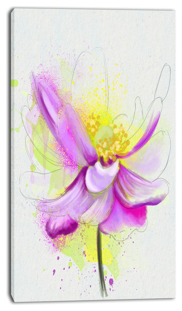 Beautiful Purple Flower with Yellow, Flowers Canvas Wall Artwork, 16"x32"