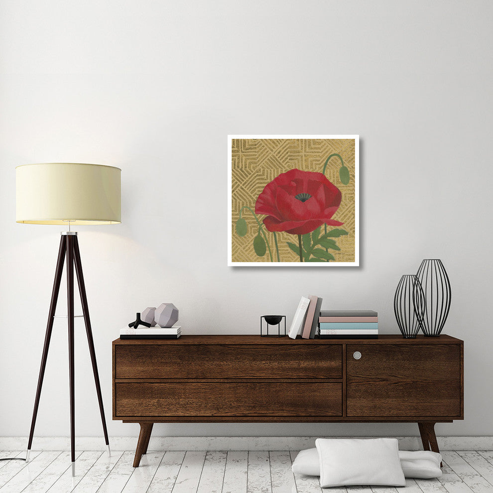 "Poppy with Pattern" Digital Paper Print by Kathrine Lovell, 32"x32"