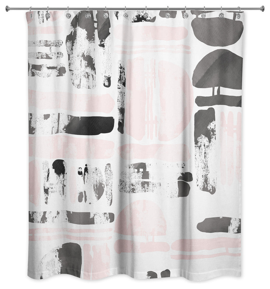 Pink and Black Gridlock Shower Curtain
