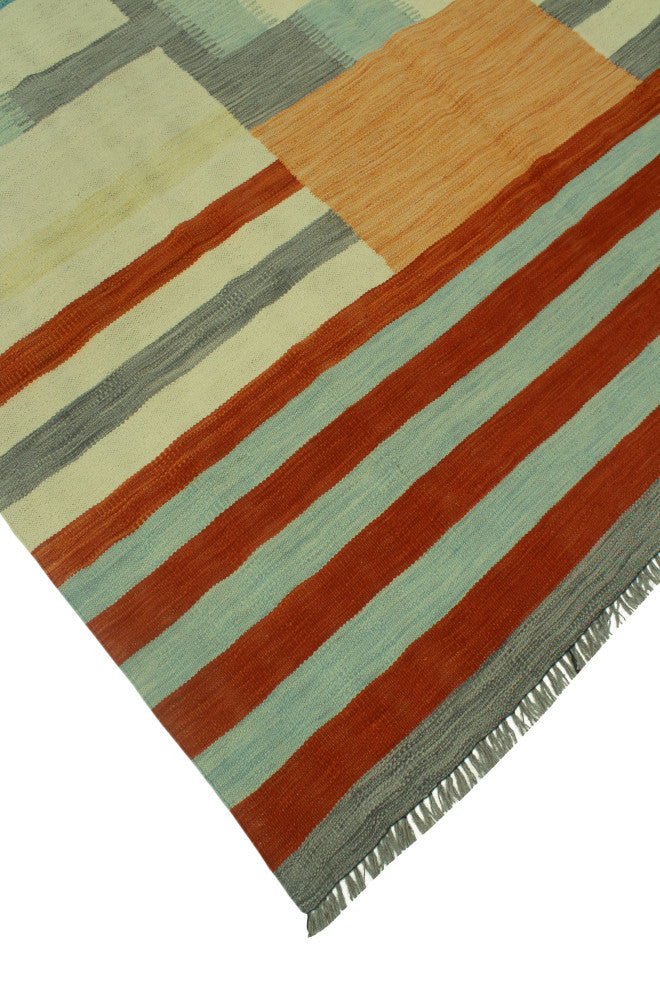Winchester Kilim Zohreh Ivory/Light Green Rug, 6'3x9'8