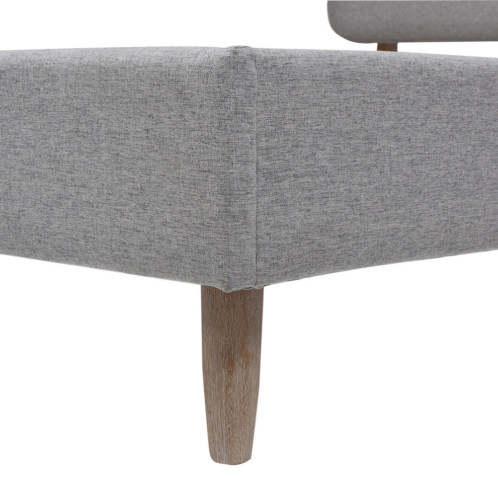 Diego Low Upholstered Platform Bed, Light Gray Polyester, King