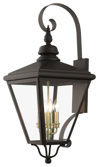4 Light Bronze Outdoor Extra Large Wall Lantern, Antique Brass
