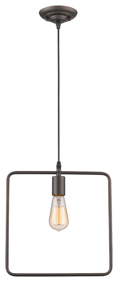 Ironclad 1-Light Rubbed Bronze Ceiling Mini Pendant 12"