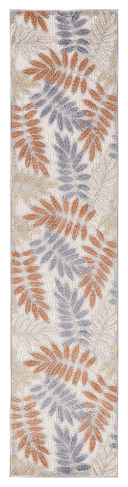 Nourison Aloha 2'3" x 8' Blue Mocha Outdoor Rug