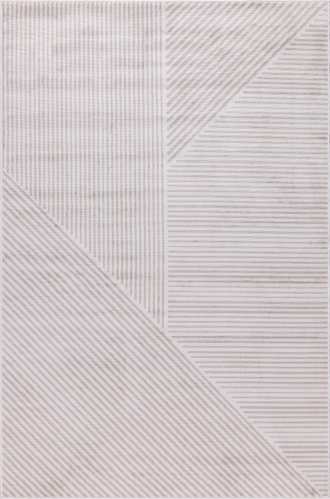 Low-Pile Faron Beige/Ivory Rug, Beige, 5'3"x8'