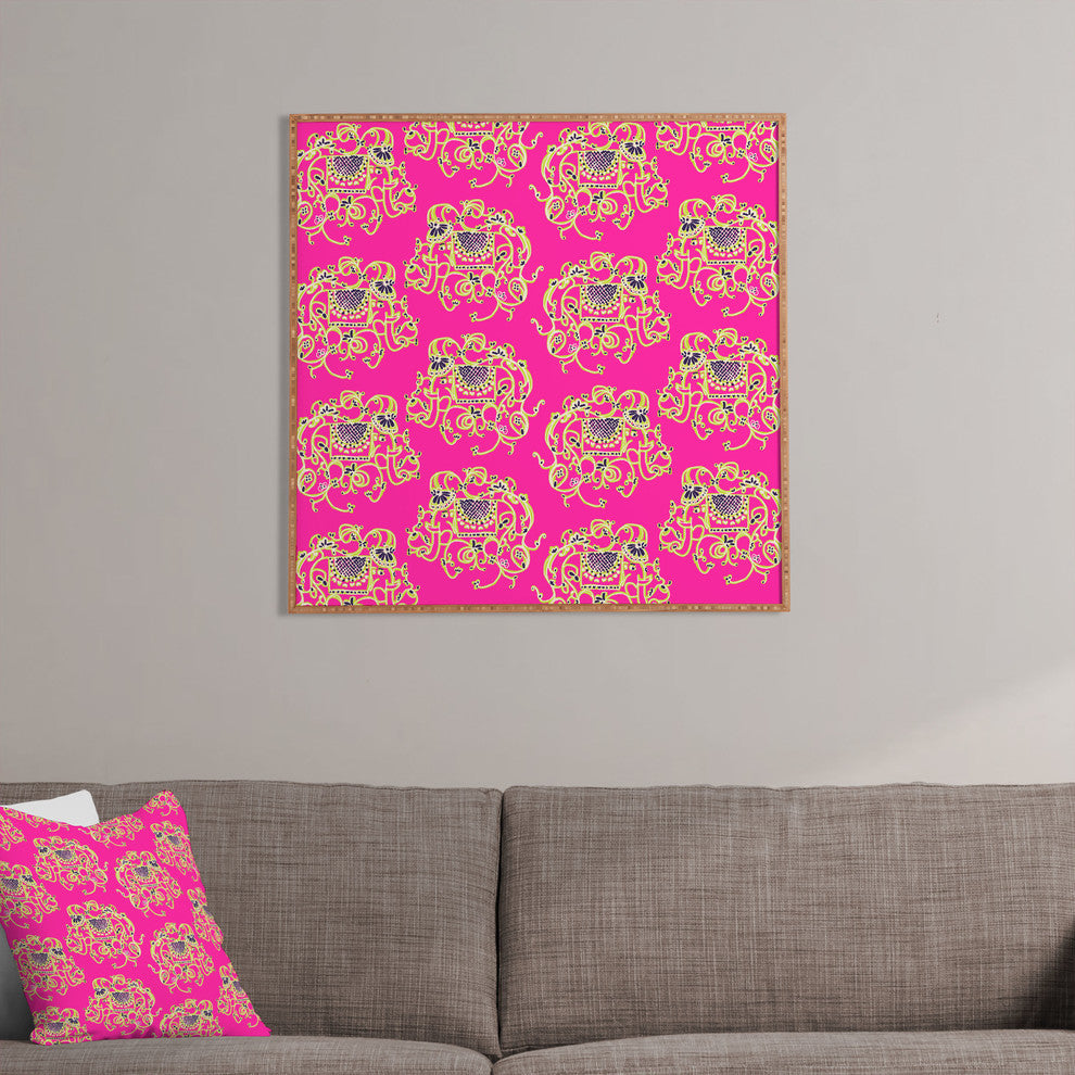 Joy Laforme Far Far Away Elephants in Pink Framed Wall Art