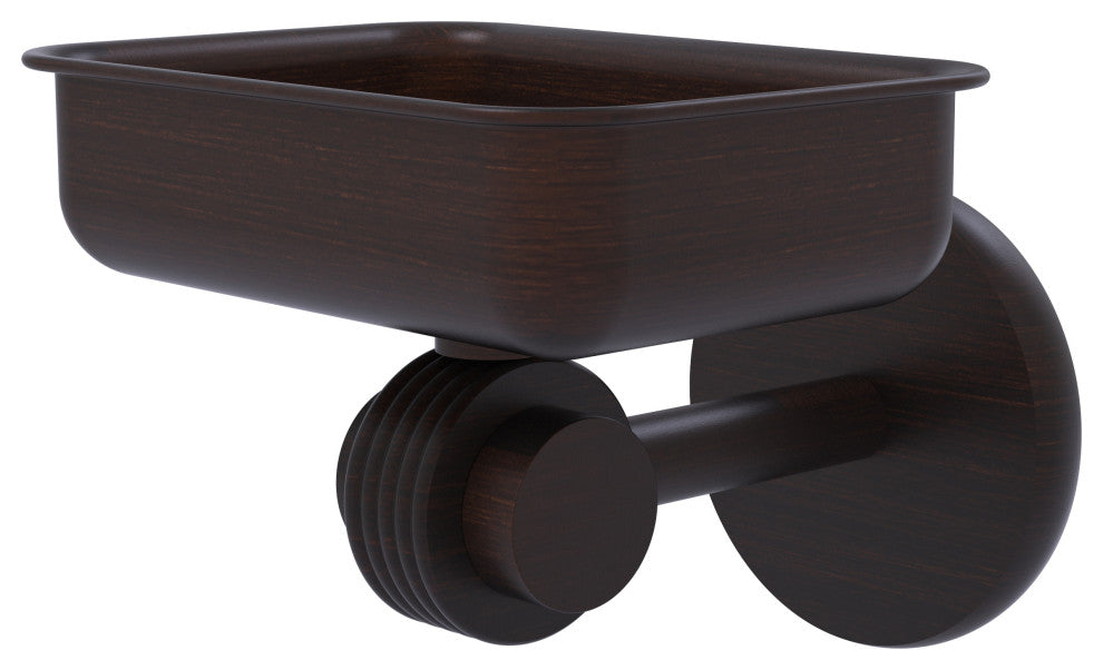 Satellite Orbit Two Wall Mount Soap Dish With Groovy Accents, Venetian Bronze