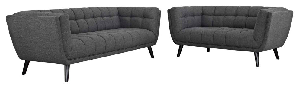 Bestow 2-Piece Upholstered Fabric Sofa and Loveseat Set Gray