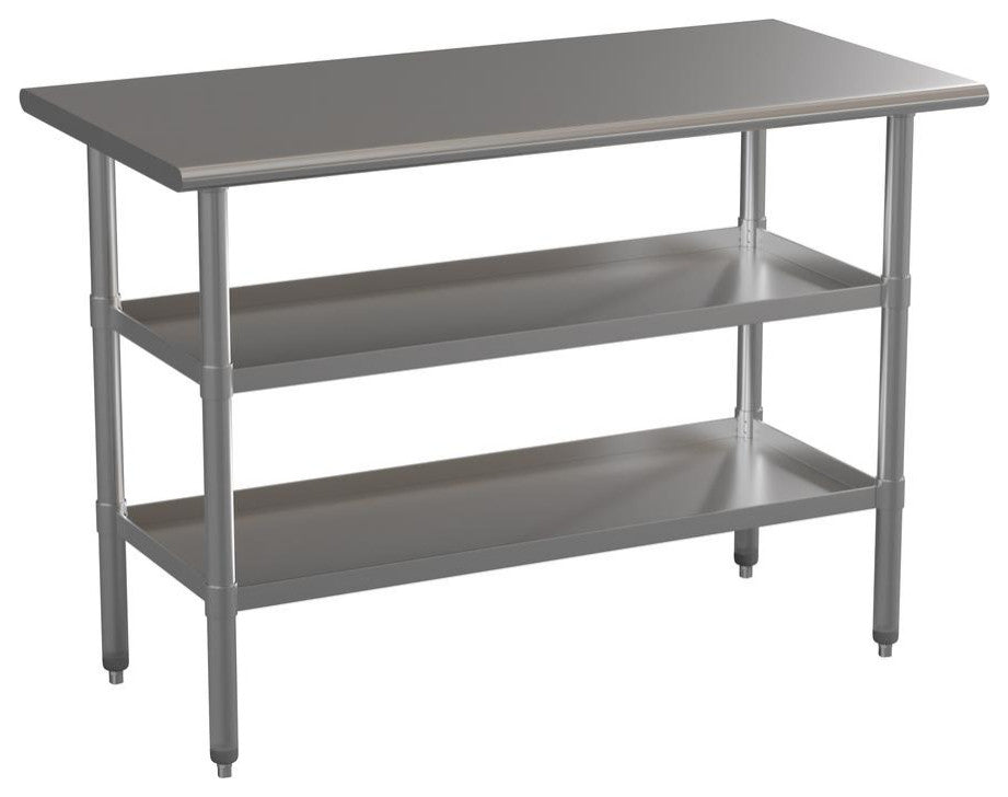 Stainless Steel 18 Gauge Work Table with 2 Undershelves - NSF Certified -...