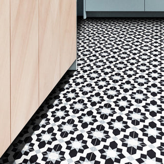 8"x8" Affos Handmade Cement Tile, Gray/Black, Set of 12