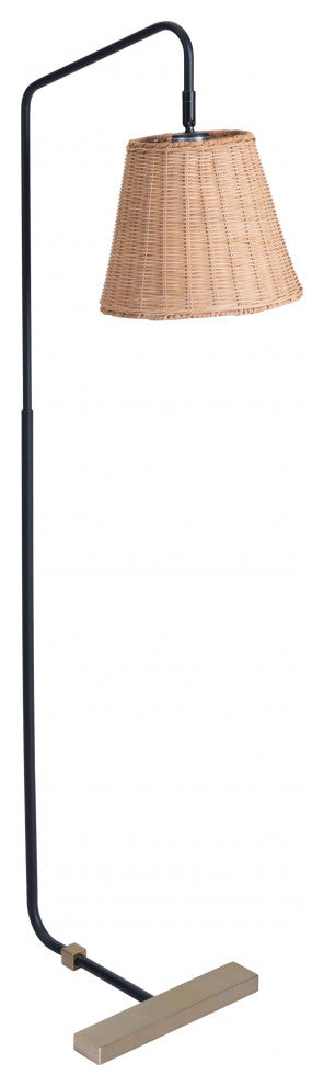 Natural Black and Woven Floor Lamp