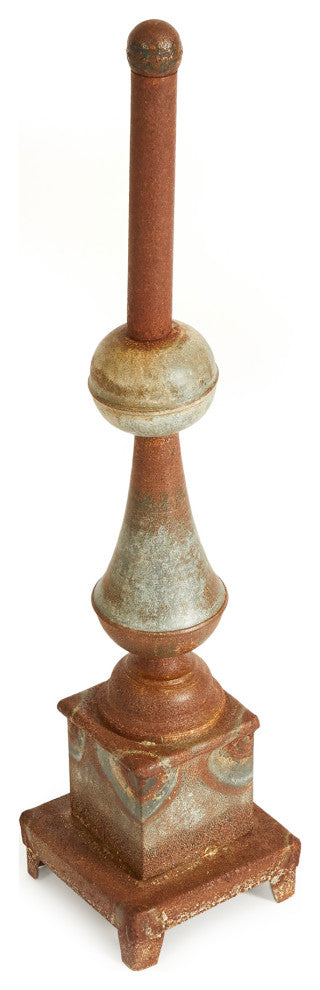 Rustic Weathered Galvanized Metal Finial Sculpture Rust Spindle Vintage Style