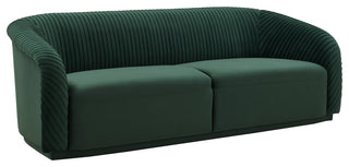 TOV Furniture Yara Pleated Forest Green Velvet Sofa
