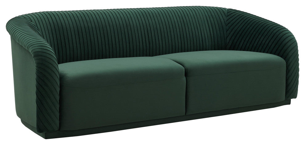 TOV Furniture Yara Pleated Forest Green Velvet Sofa