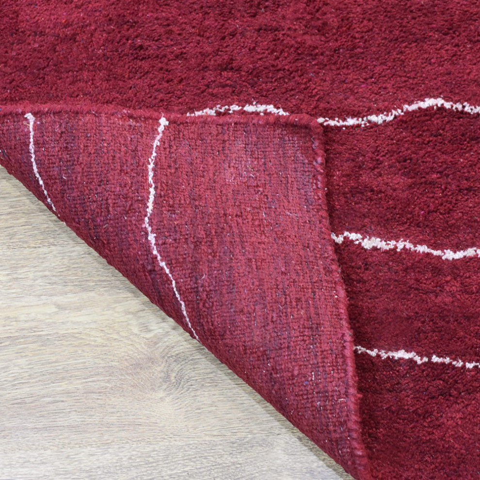 HAND KNOTTED LOOM SILK ECO-FRIENDLY RUGS-9'x12',Rectangle,Red White,Contemporary