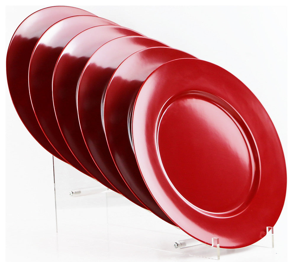 6-Piece Melamine Salad Plate Set, Red
