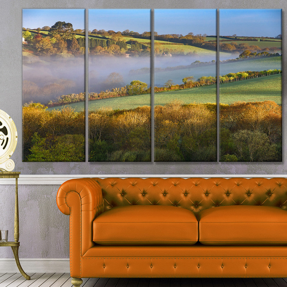 Cornwall South West England, Landscape Canvas Art Print, 48"x28", 4 Panels