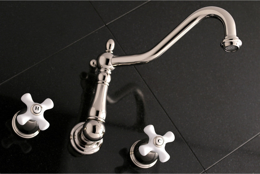 Kingston Brass Wall Mount Tub Faucet, Polished Nickel