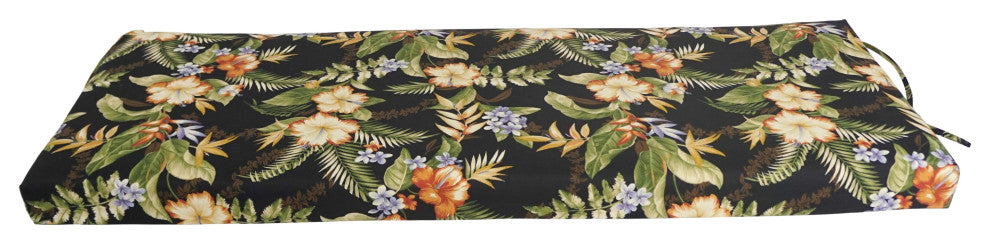 54"X19" Patterned Outdoor Spun Polyester Bench Cushion, Freeport Ebony